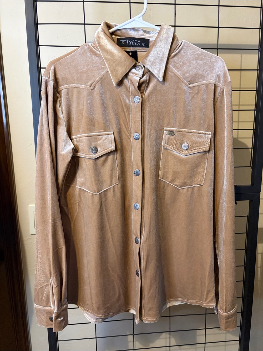 NWT lucky & Blessed Champaign color western long sleeve